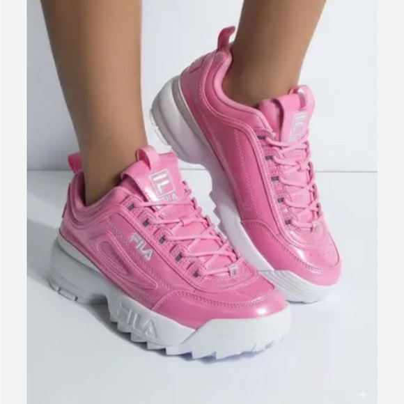 FILA DISRUPTOR II PREMIUM TRAINER SNEAKER WOMEN SHOES METALLIC PINK